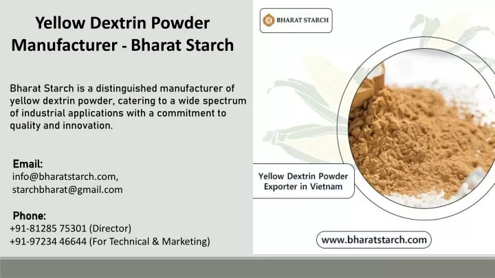 yellow dextrin powder manufacturer bharat starch