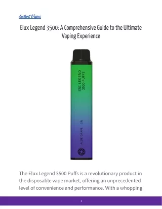 Elux Legend 3500_ A Comprehensive Guide to the Ultimate Vaping Experience