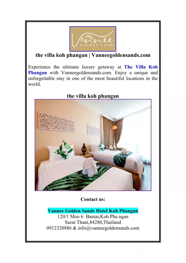 the villa koh phangan vanneegoldensands com