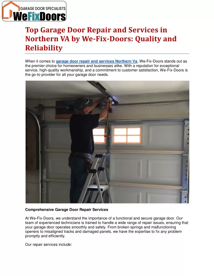 top garage door repair and services in northern