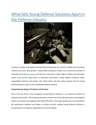 What Sets Young Defense Solutions Apart in the Defense Industry