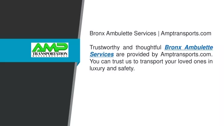 bronx ambulette services amptransports