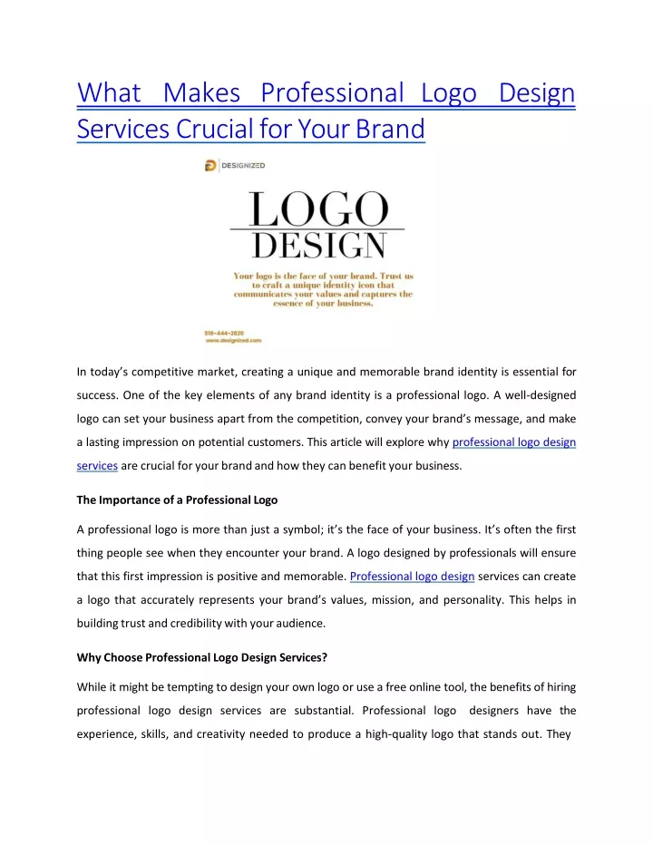 what makes professional logo design services crucial for your brand