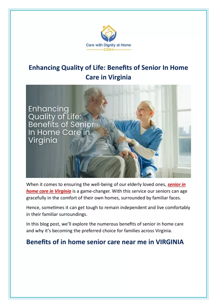 enhancing quality of life benefits of senior