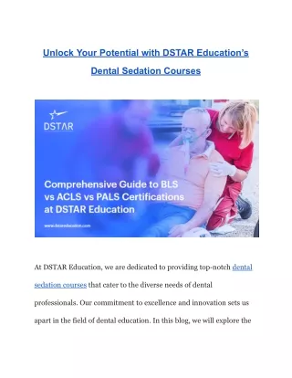 Unlock Your Potential with DSTAR Education’s Dental Sedation Courses