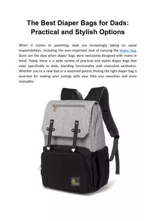 The Best Diaper Bags for Dads_ Practical and Stylish Options