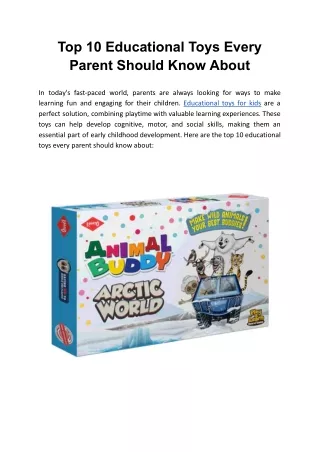 Top 10 Educational Toys Every Parent Should Know About