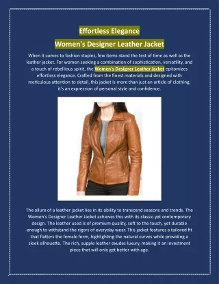 Effortless Elegance: Women's Designer Leather Jacket