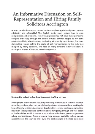 An Informative Discussion on Self-Representation and Hiring Family Solicitors Accrington