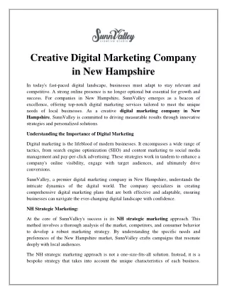 Creative Digital Marketing Company in New Hampshire