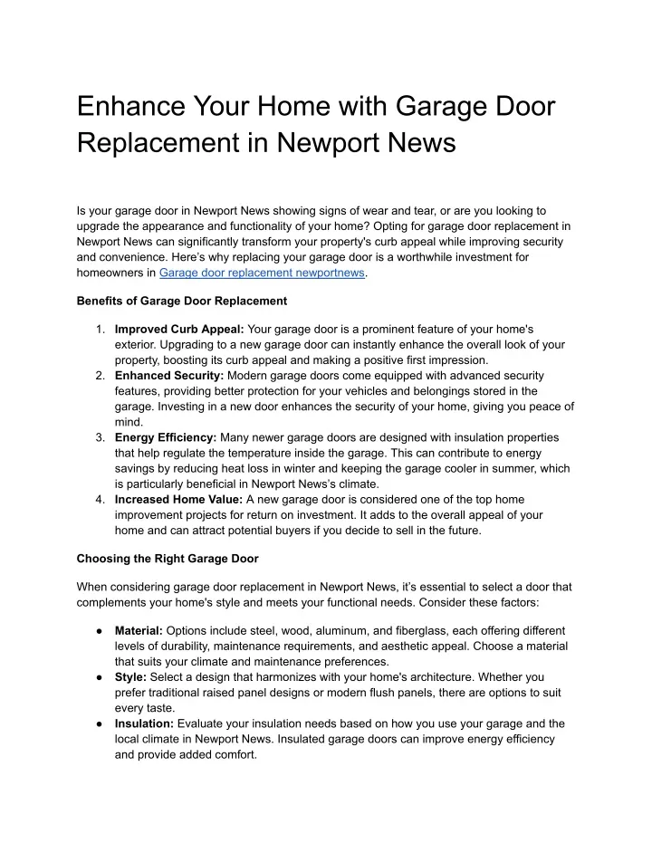 enhance your home with garage door replacement