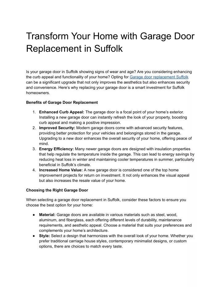 transform your home with garage door replacement