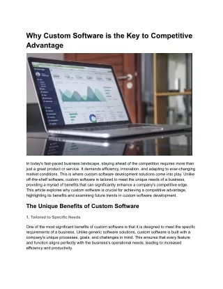 Why Custom Software is the Key to Competitive Advantage