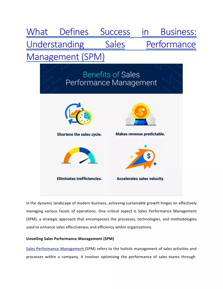 w h a t d e f i n e s s u c c e s s understanding sales management spm