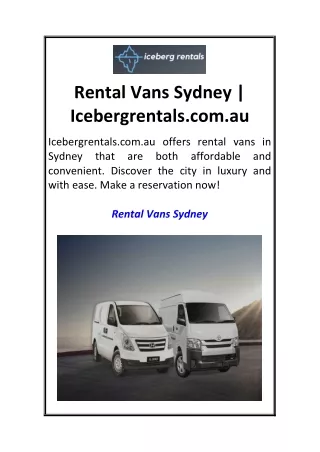 Rental Vans Sydney  Icebergrentals.com.au