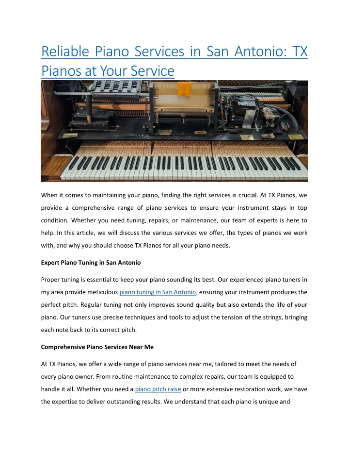 reliable piano services in san antonio tx pianos