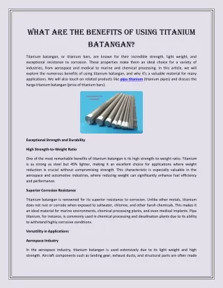 what are the benefits of using titanium batangan