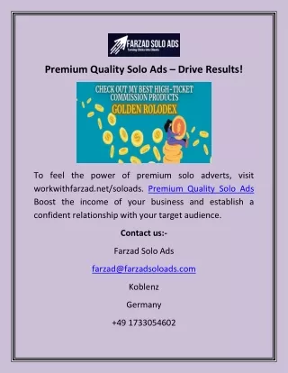 Premium Quality Solo Ads  Drive Results!
