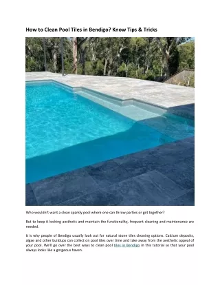 How to Clean Pool Tiles in Bendigo Know Tips & Tricks