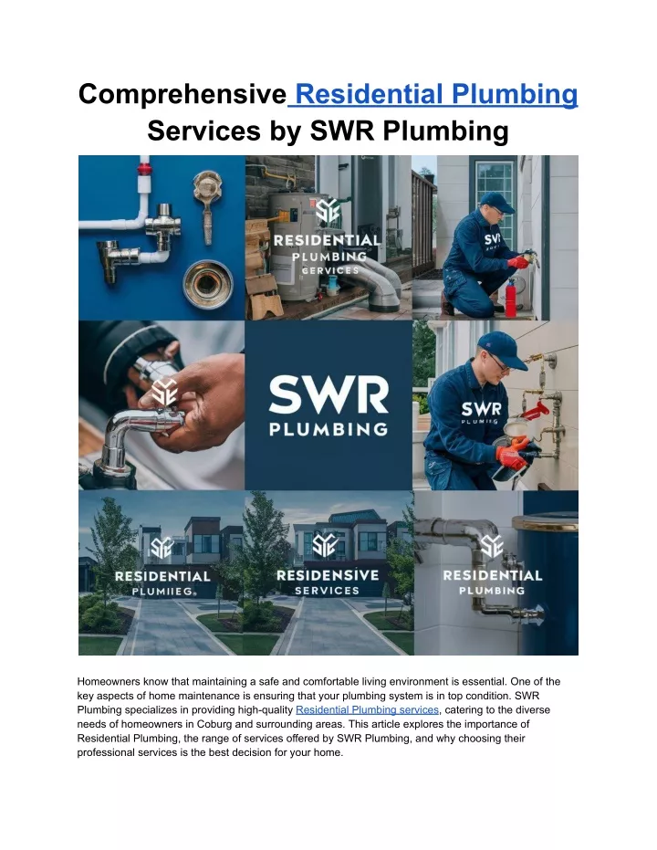 comprehensive residential plumbing services