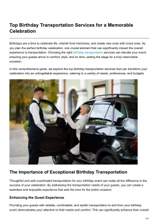 top birthday transportation services