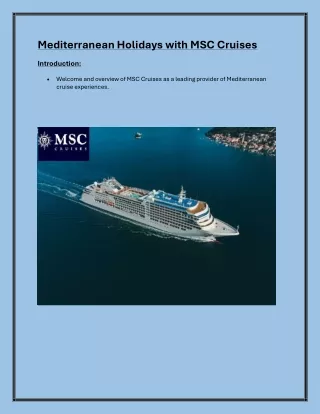 Mediterranean Holidays with MSC Cruises | Explore Iconic Destinations