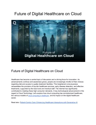 future of digital healthcare on cloud
