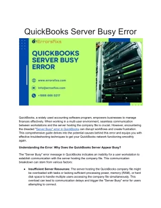 quickbooks server busy error