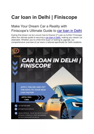 Car loan in Delhi with finiscope