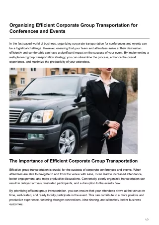 Organizing Efficient Corporate Group Transportation for Conferences and Events