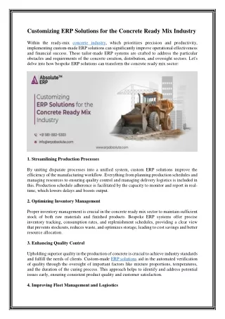 Customizing ERP Solutions for the Concrete Ready Mix Industry