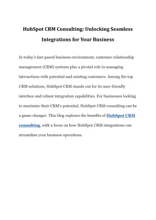 Seamless Integrations with HubSpot CRM Consulting