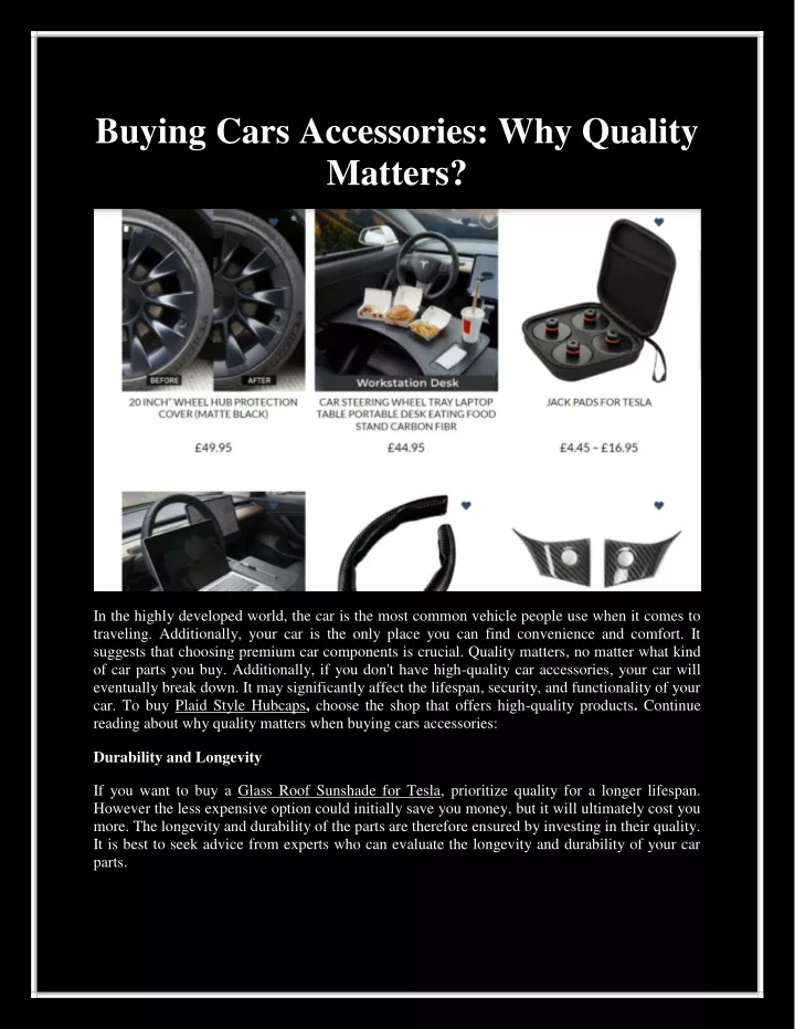 buying cars accessories why quality matters