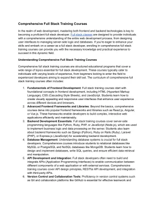 comprehensive full stack training courses