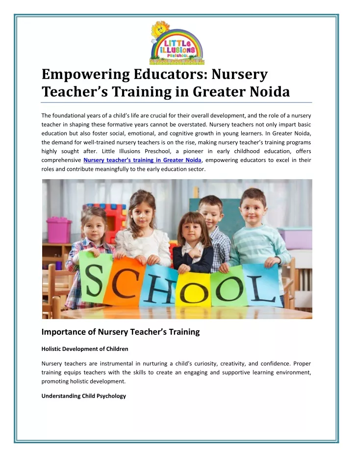 empowering educators nursery teacher s training