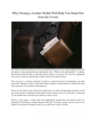 why owning a leather wallet will help you stand