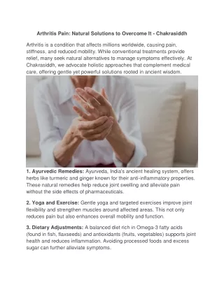 Arthritis Pain_ Natural Solutions to Overcome It - Chakrasiddh