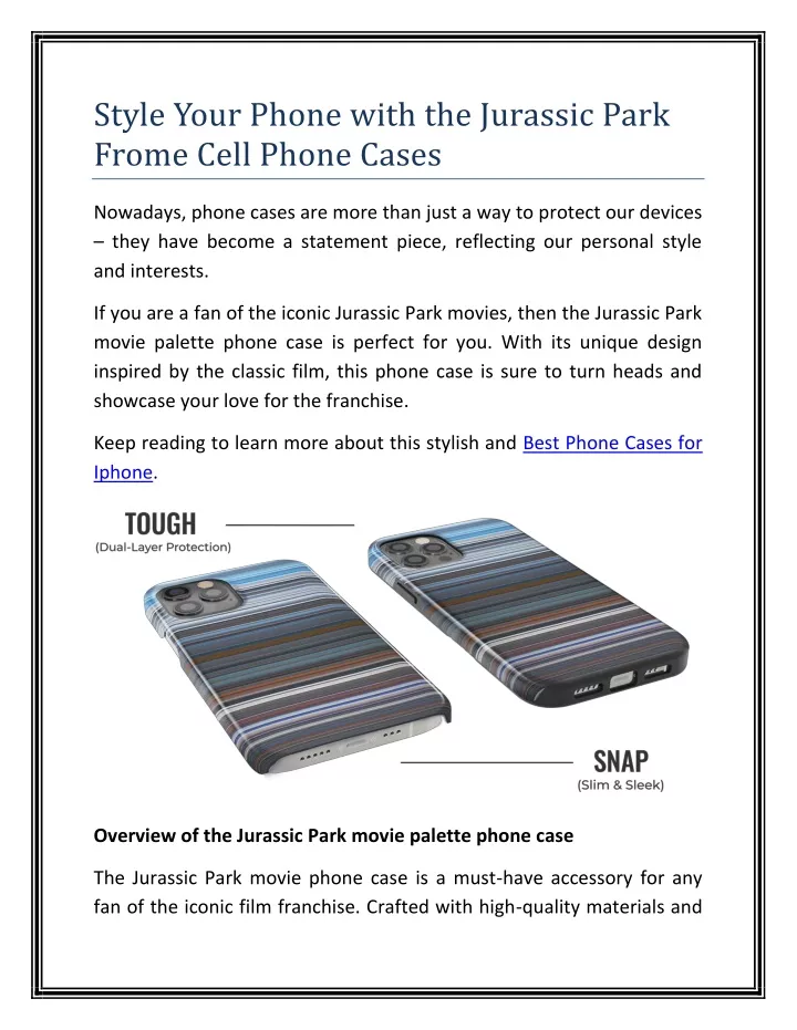 style your phone with the jurassic park frome