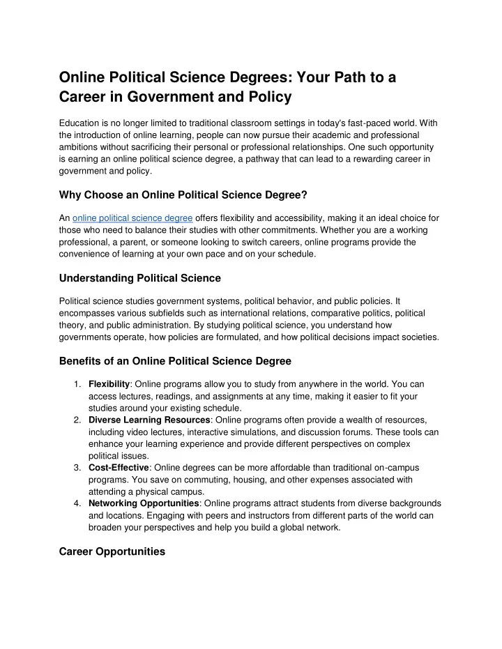 online political science degrees your path