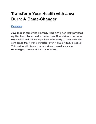 Transform Your Health with Java Burn_ A Game-Changer