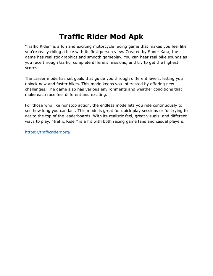 traffic rider mod apk