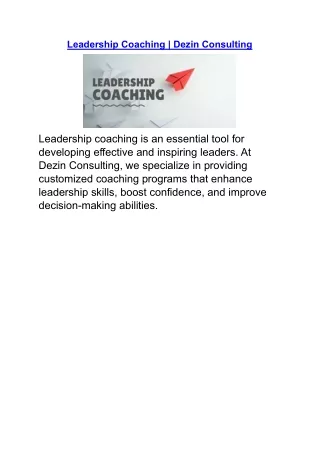 leadership coaching dezin consulting