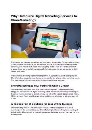 Why Outsource Digital Marketing Services to ShoreMarketing