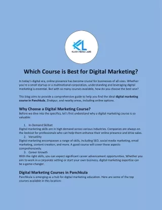 Which Course is Best for Digital Marketing?