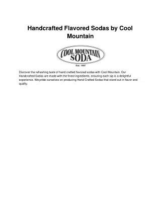 Handcrafted Flavored Sodas by Cool Mountain