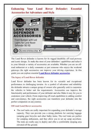 Land Rover defender accessories