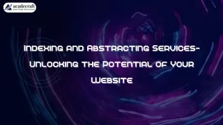 indexing and abstracting services indexing
