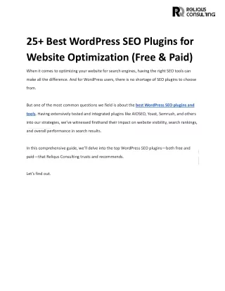 25  Best WordPress SEO Plugins for Website Optimization (Free & Paid)