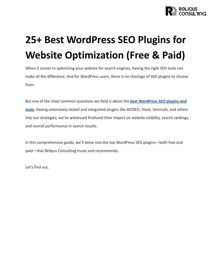 25 best wordpress seo plugins for website