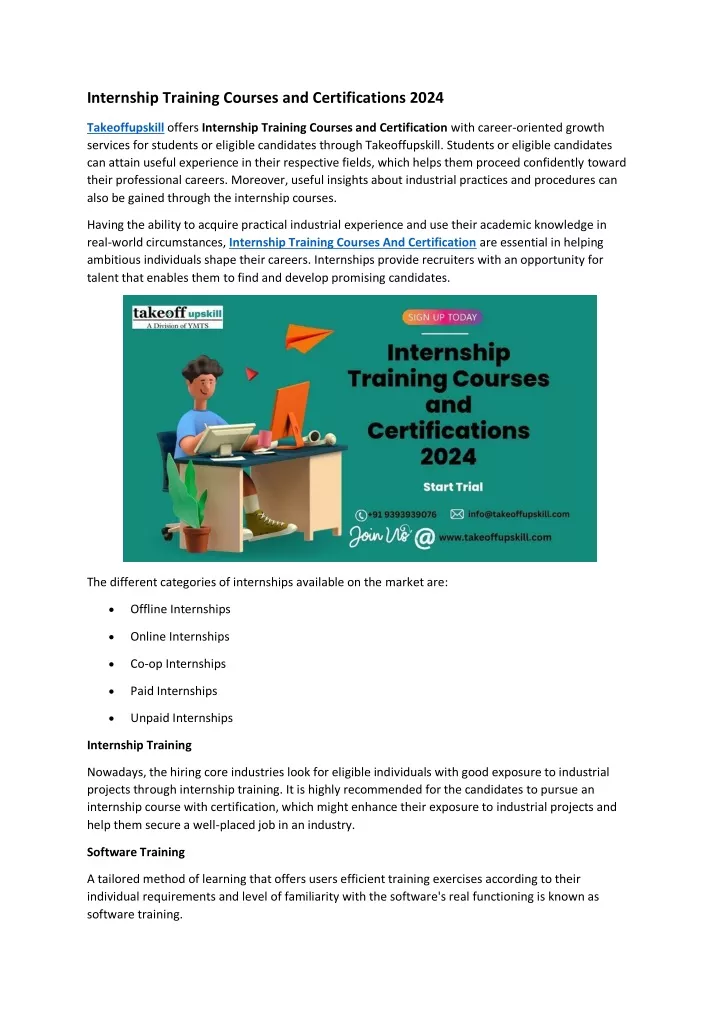 internship training courses and certifications